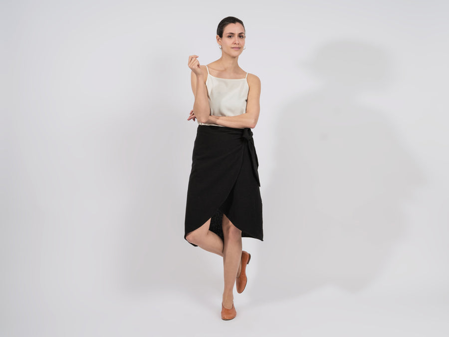 Mali Cotton Wrap Skirt // Black