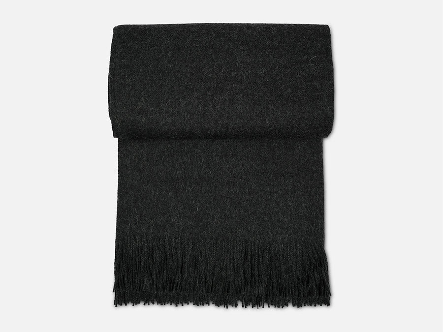 Alpaca Wool Blanket with Fringes // Dark Grey