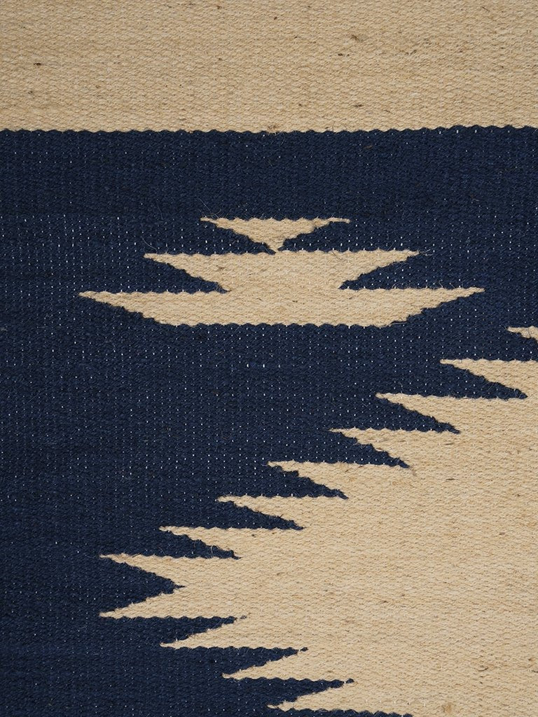 Jute Carpet with Jagged Pattern // Beige-Brown-Blue