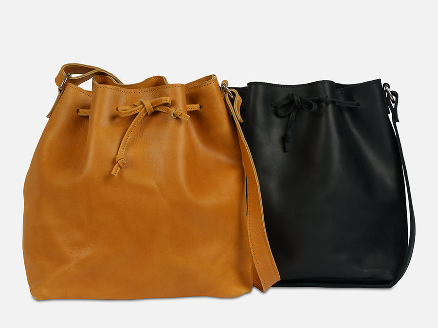 Leather Bucket Bag // Black