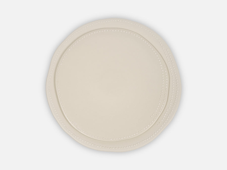 Ceramic Plate with White Dots // White </br> Small