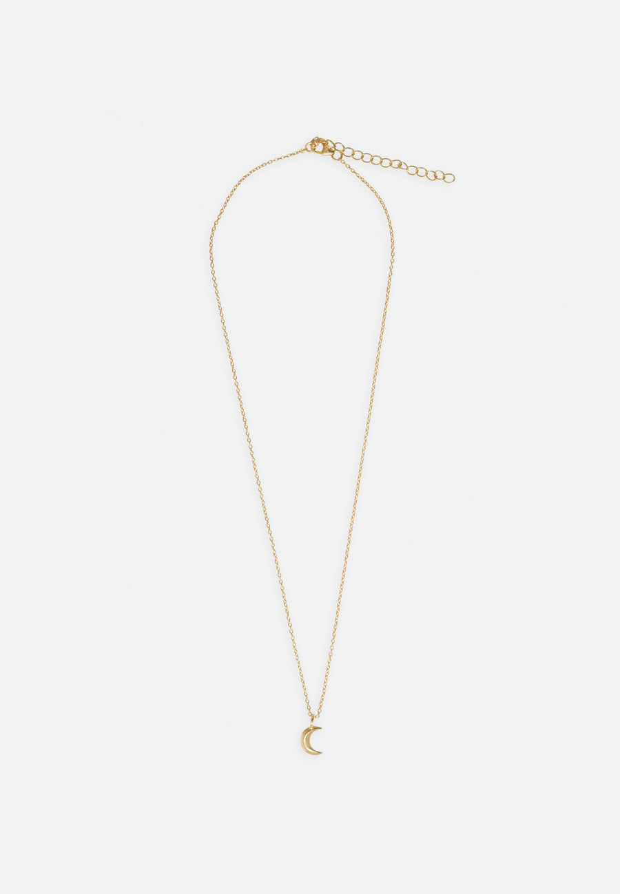 Delicate Necklace with Half-Moon Pendant // Gold