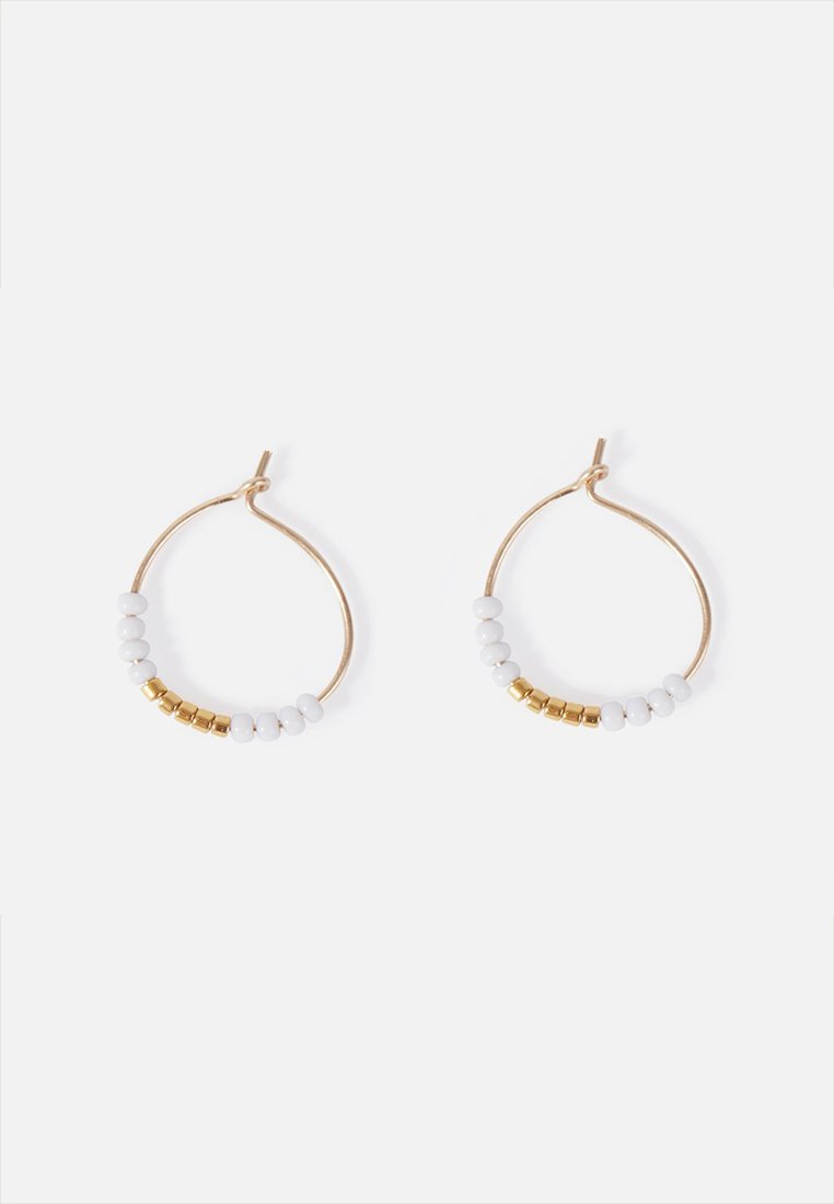 Hoops with Glass Beads // White-Gold </br> Ø 1.7 cm