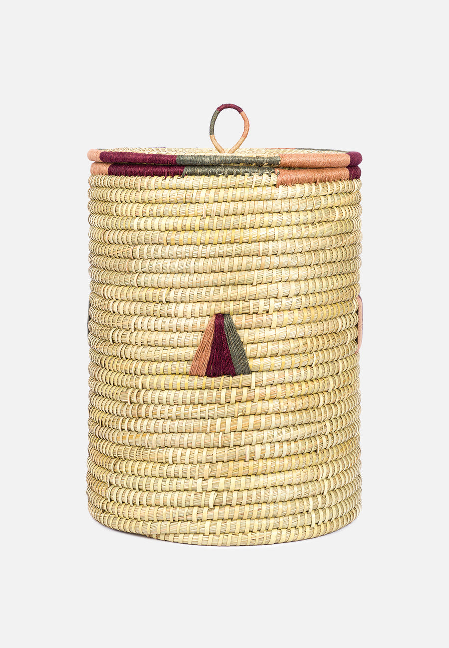 Kaisa grass Laundry Basket with Geometrical Pattern // Multicolored