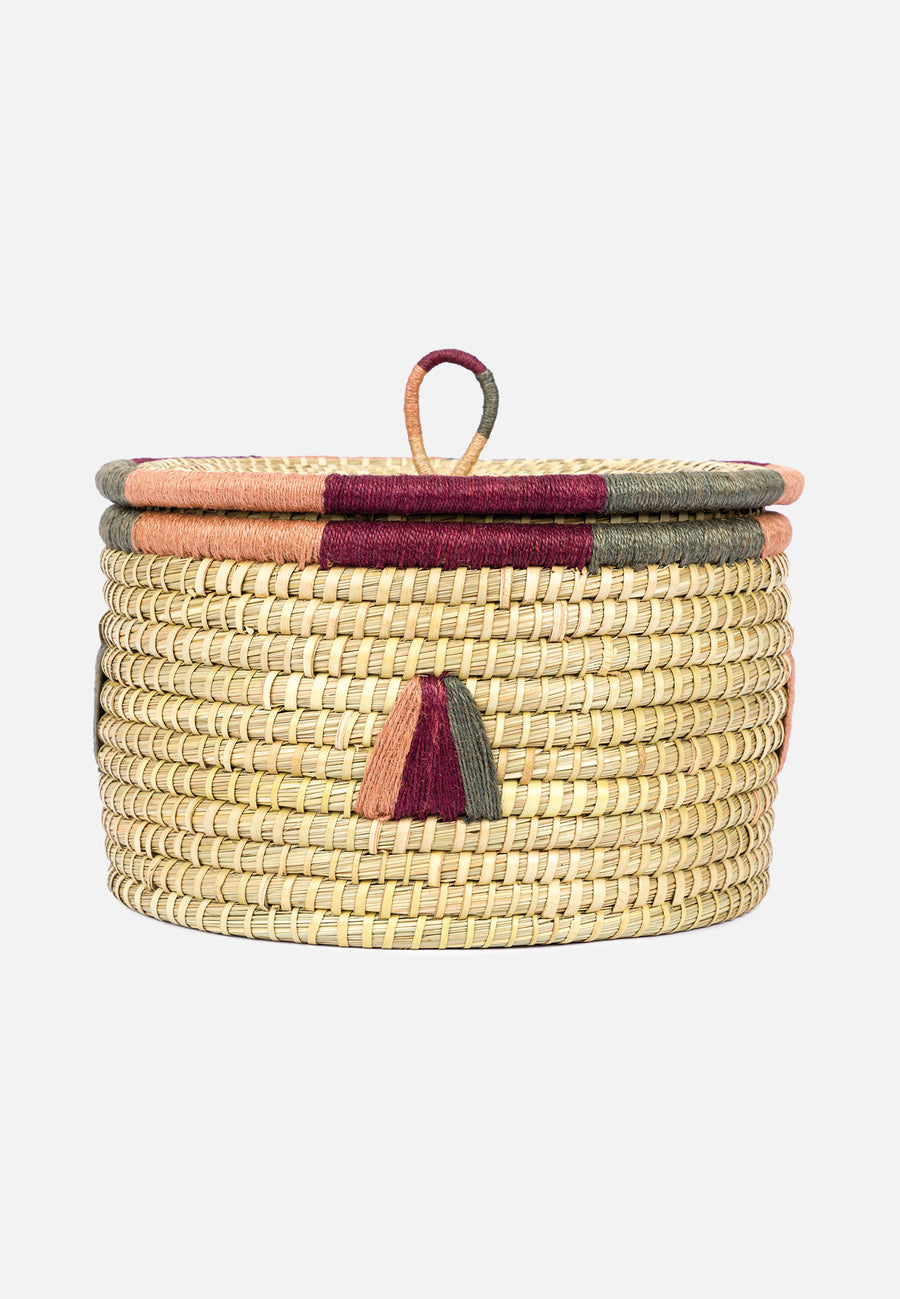 Kaisa grass Basket with Geometrical Pattern // Multicolored // Big