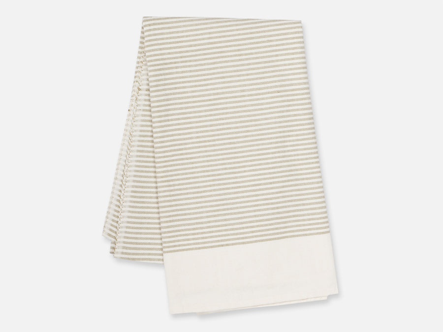 Mahika Cotton Towel with Stripes // Green