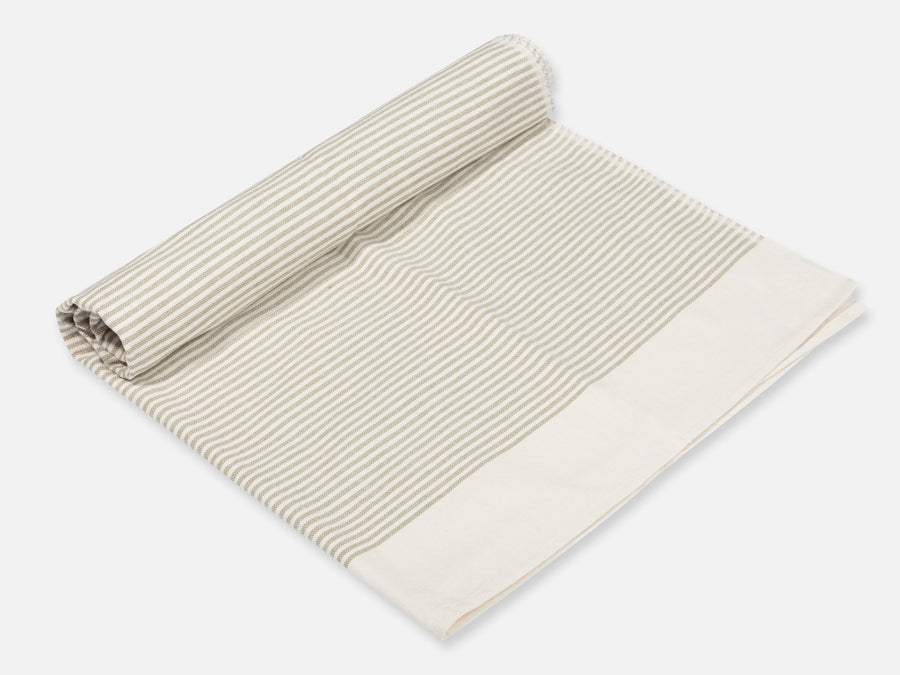 Mahika Cotton Towel with Stripes // Green