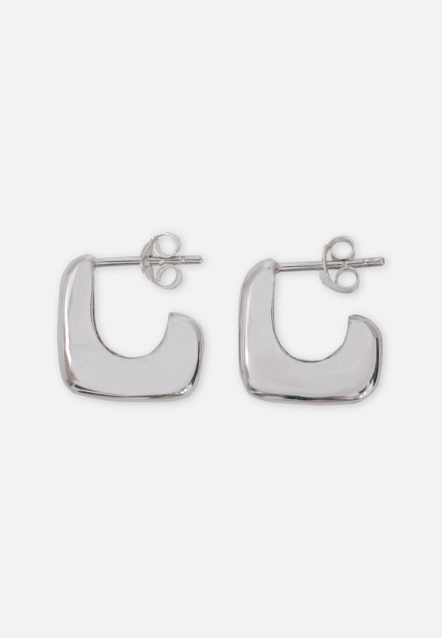 Chunky Square Hoops // Silver