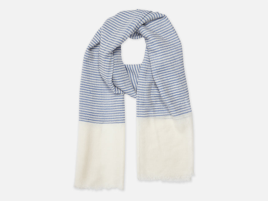 Light Cashmere Scarf with Stripes // Blue