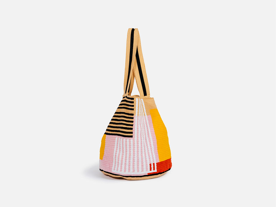 Leicy Cotton Bag // Beige-Yellow-Pink