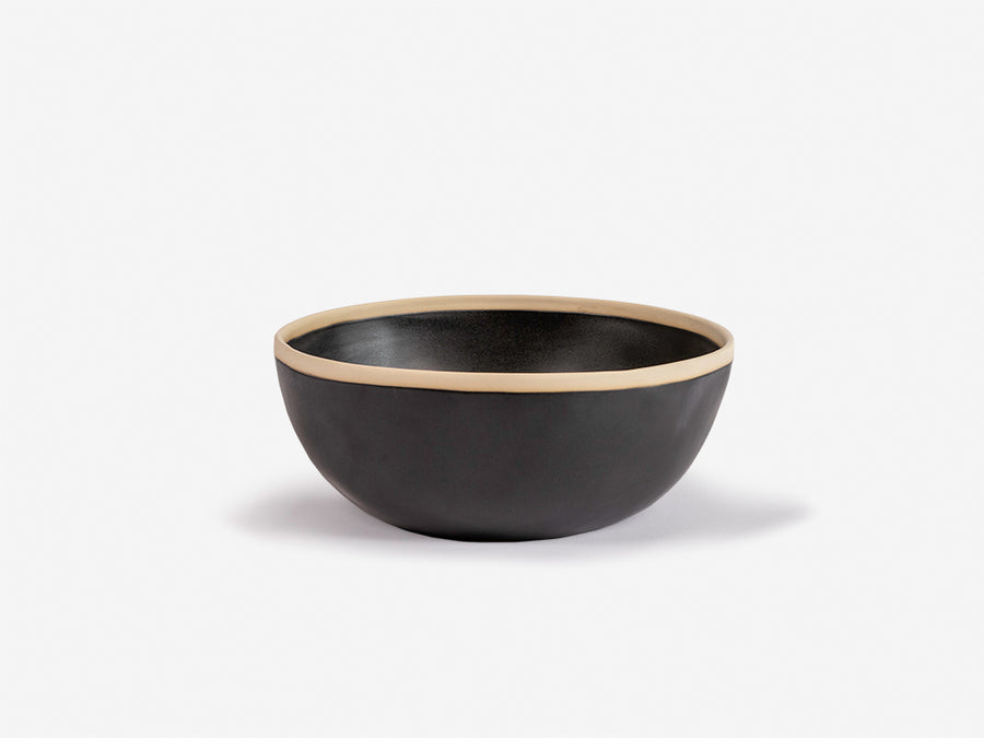 Ceramic Bowl with White Rim // Black </br> Big