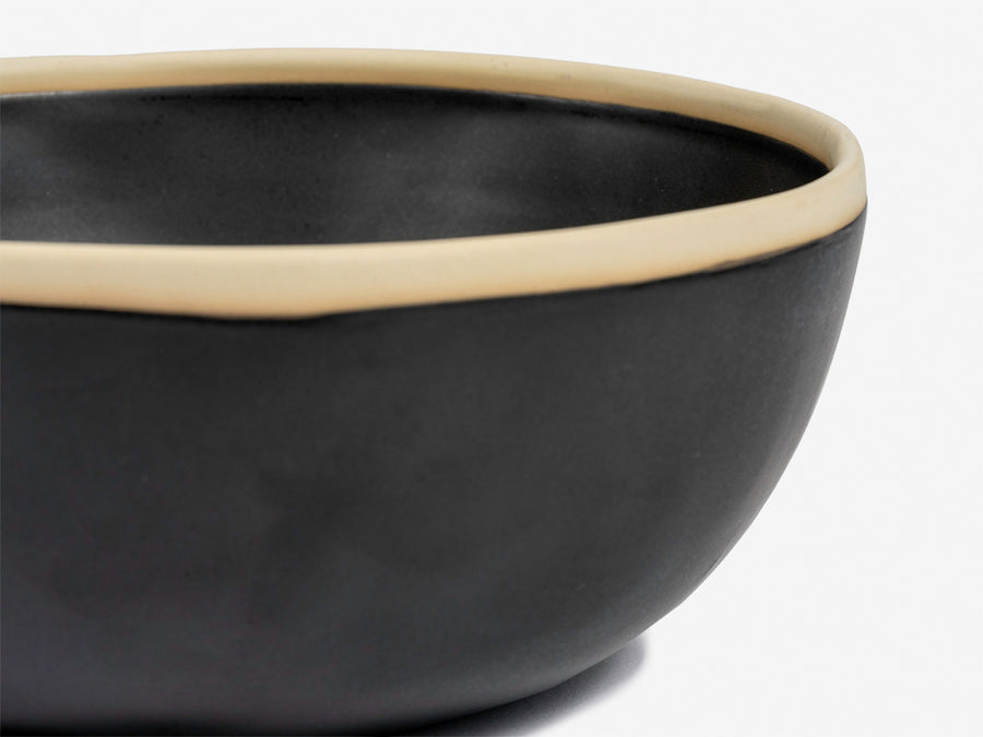 Ceramic Bowl with White Rim // Black </br> Big