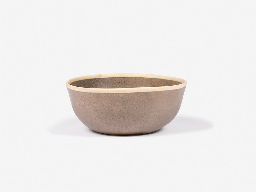 Ceramic Bowl with White Rim // Grey </br> Big