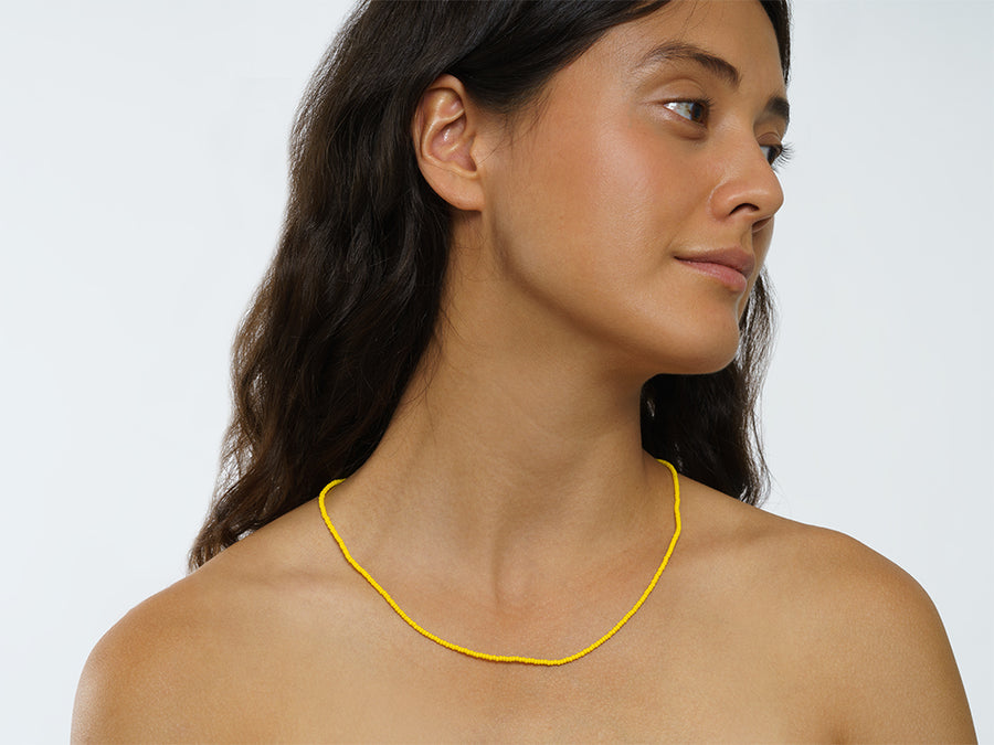 Necklace with Glass Beads // Yellow