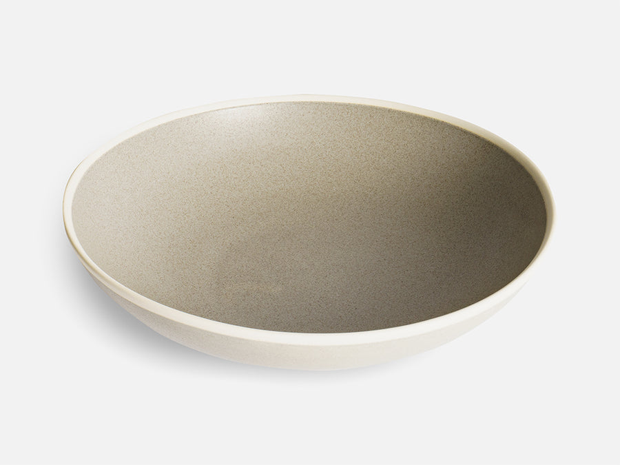 Flat Ceramic Bowl with White Rim // Grey </br> Big