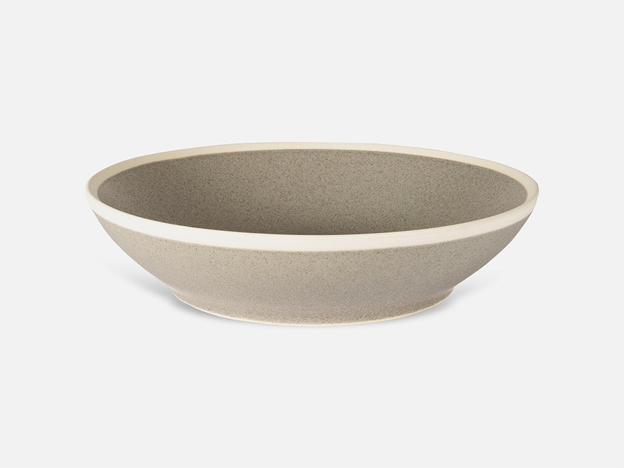 Flat Ceramic Bowl with White Rim // Grey </br> Small