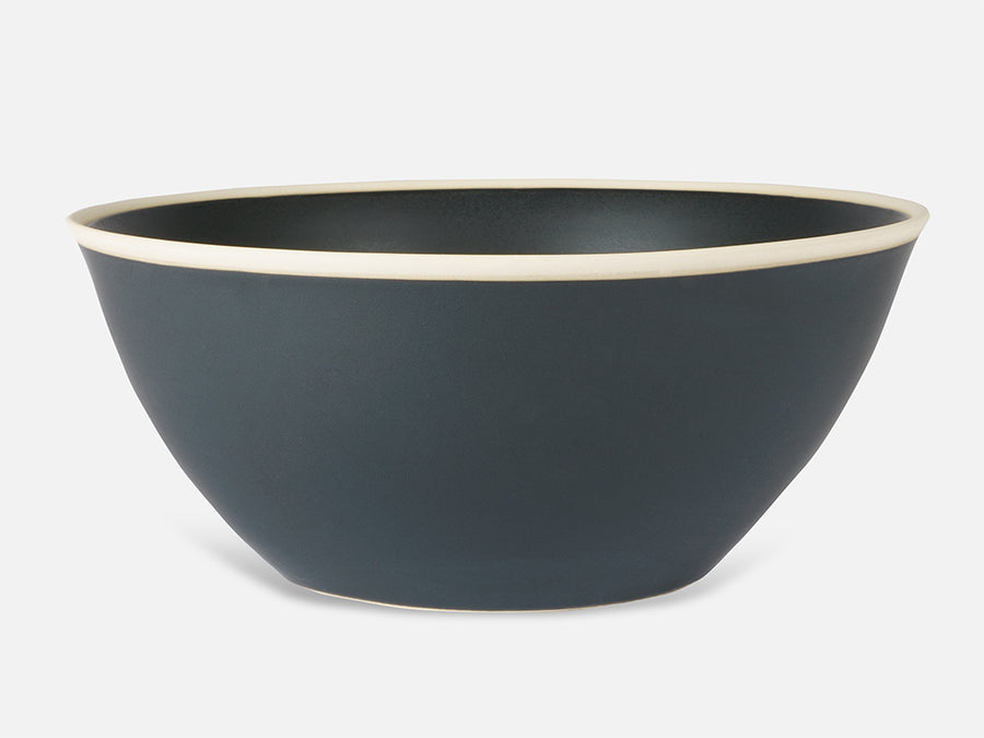 Salad Ceramic Bowl with White Rim // Black