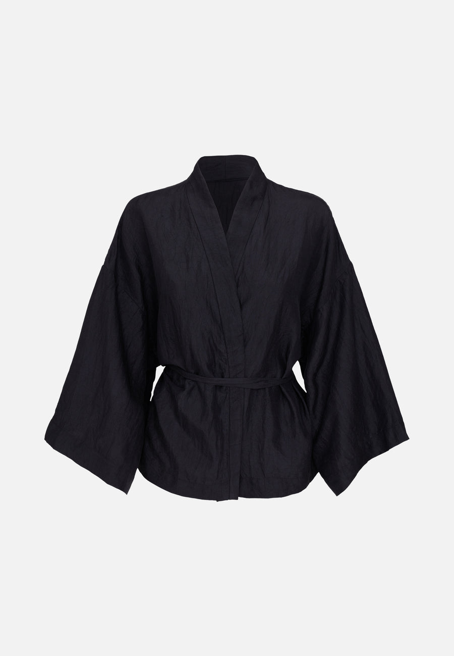 Silk Jacket Open Front // Black