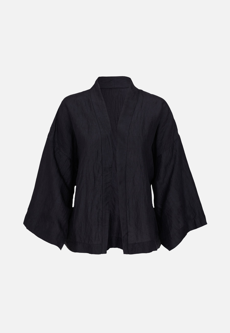 Silk Jacket Open Front // Black