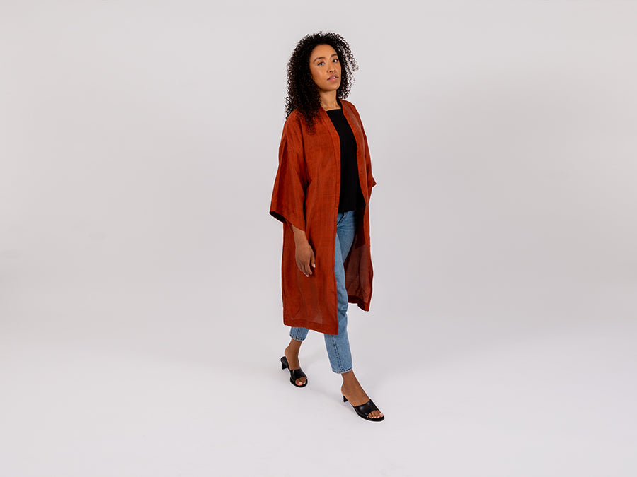 Sophea Silk Robe // Rust Red