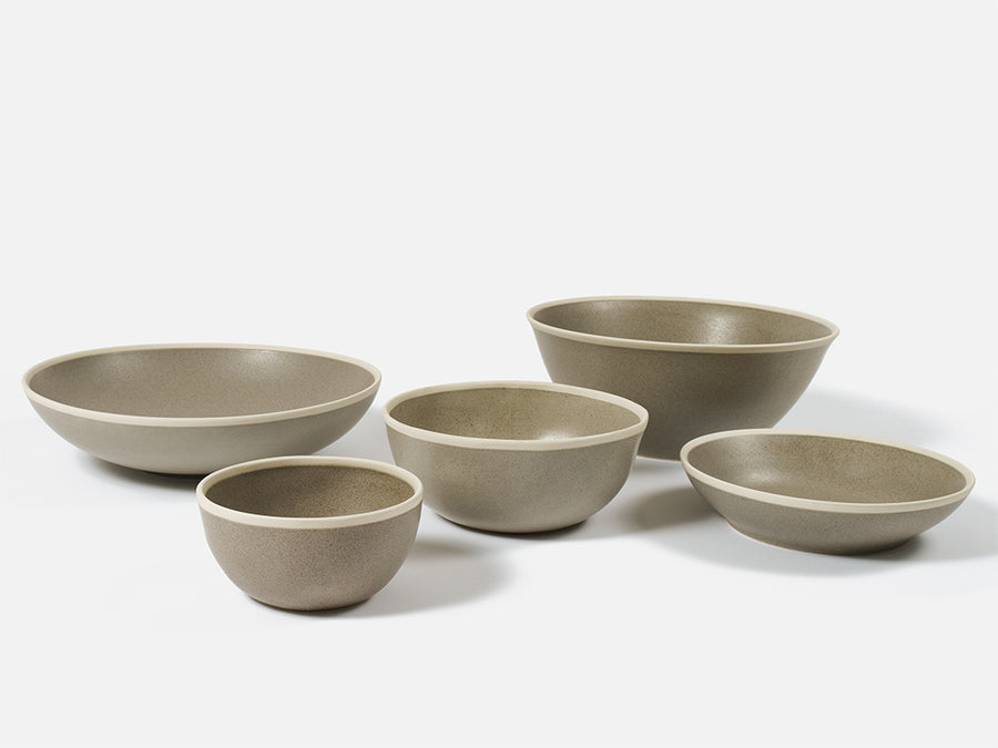 Ceramic Bowl with White Rim // Grey </br> Big