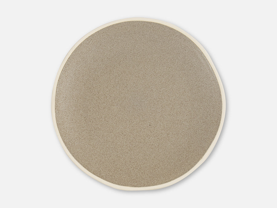 Ceramic Plate with White Rim // Grey </br>Big