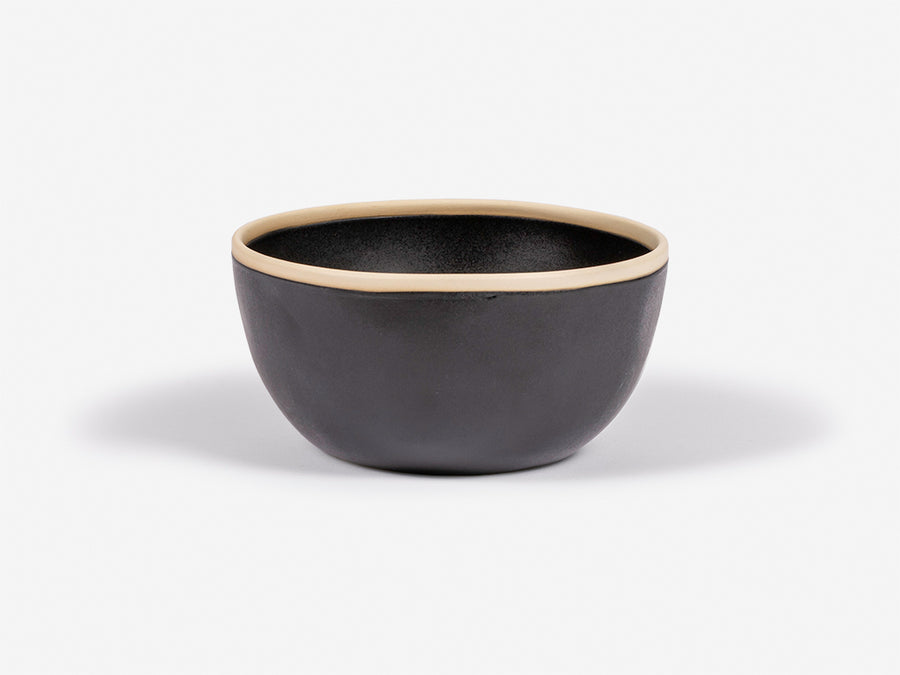 Ceramic Bowl with White Rim // Black </br> Small