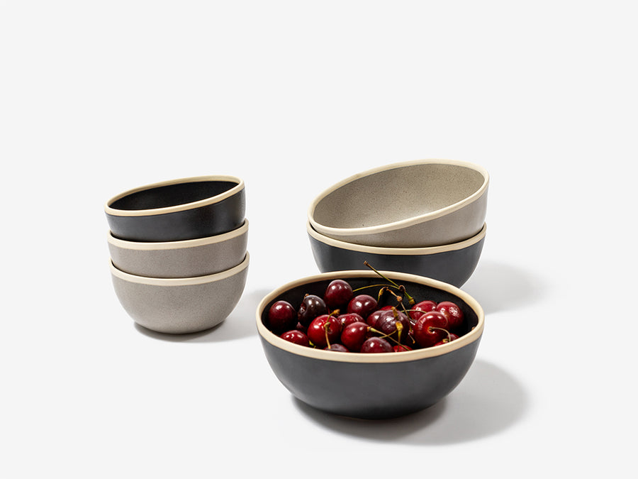 Ceramic Bowl with White Rim // Black </br> Small