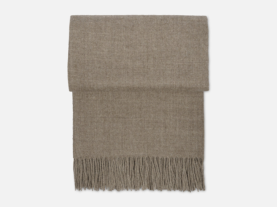 Alpaca Wool Blanket with Fringes // Taupe