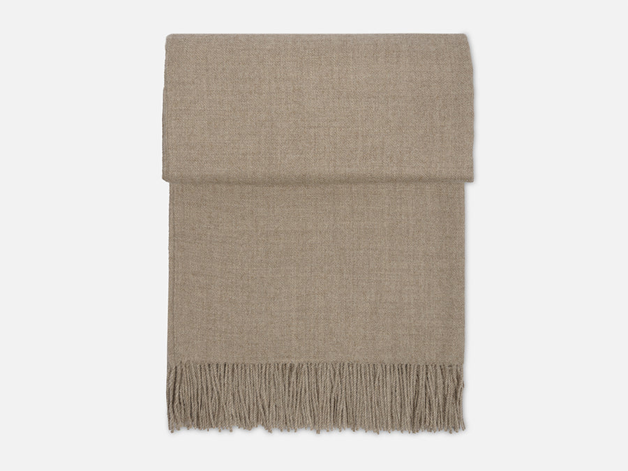 Alpaca Wool Blanket with Fringes // Beige
