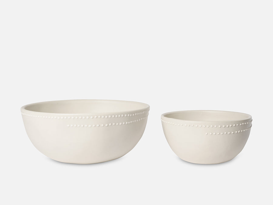 Ceramic Bowl with White Dots // White </br>Big