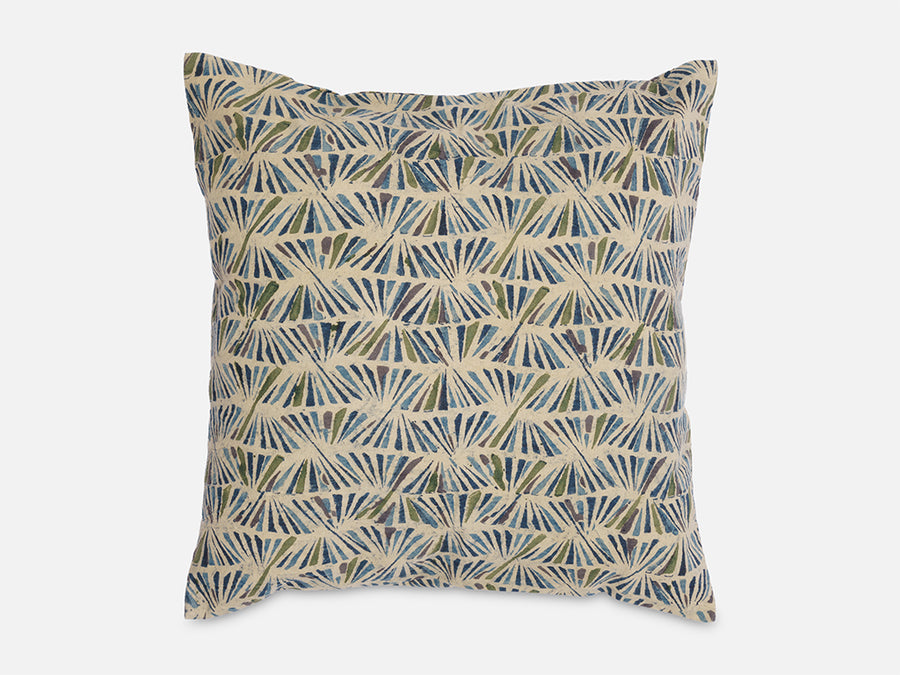 Cushion Cover with Block Print // Blue-Green-Grey