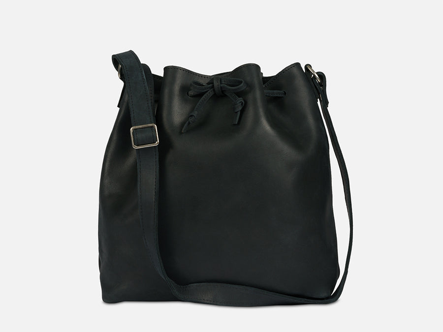 Leather Bucket Bag // Black
