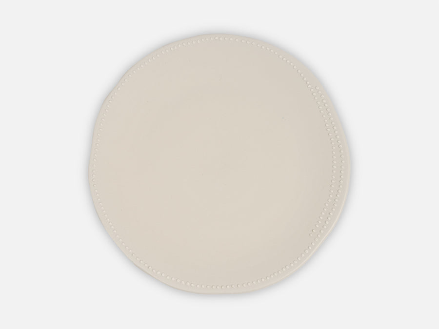 Ceramic Plate with White Dots // White </br> Big