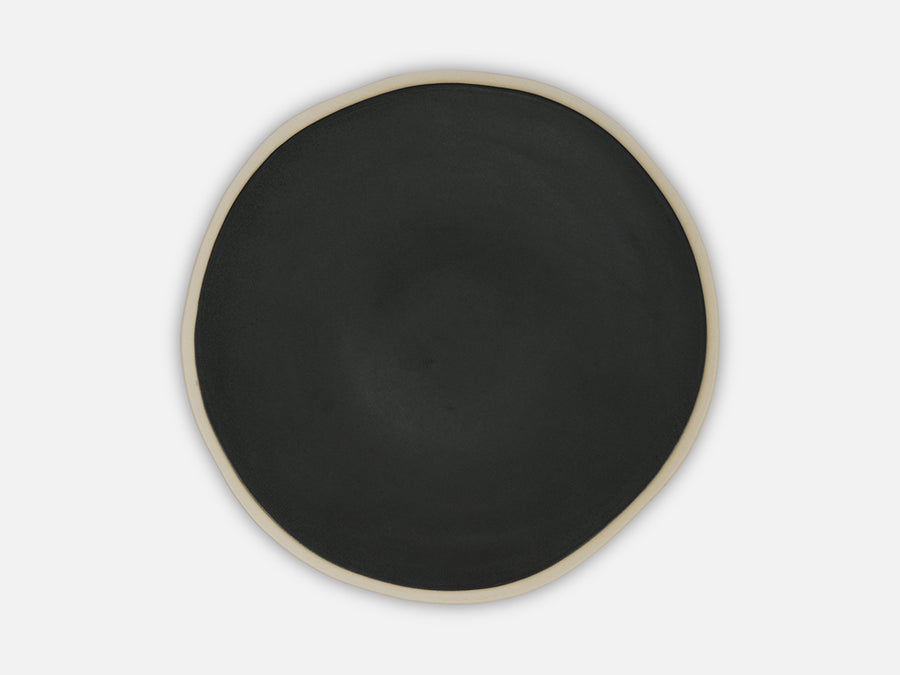 Ceramic Plate with White Rim // Black </br>Small