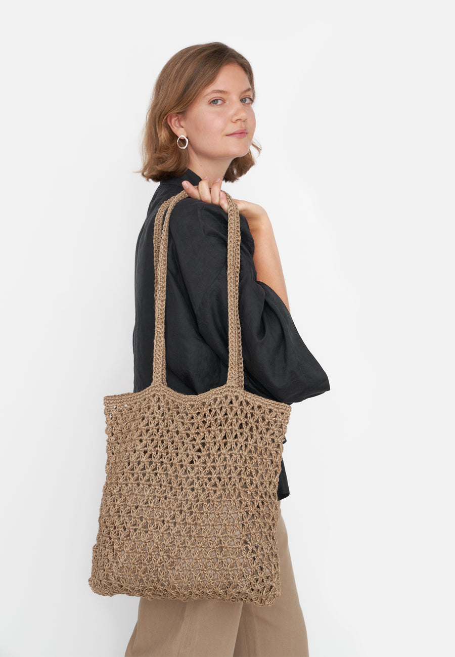 Crocheted Jute Tote Bag // Natural
