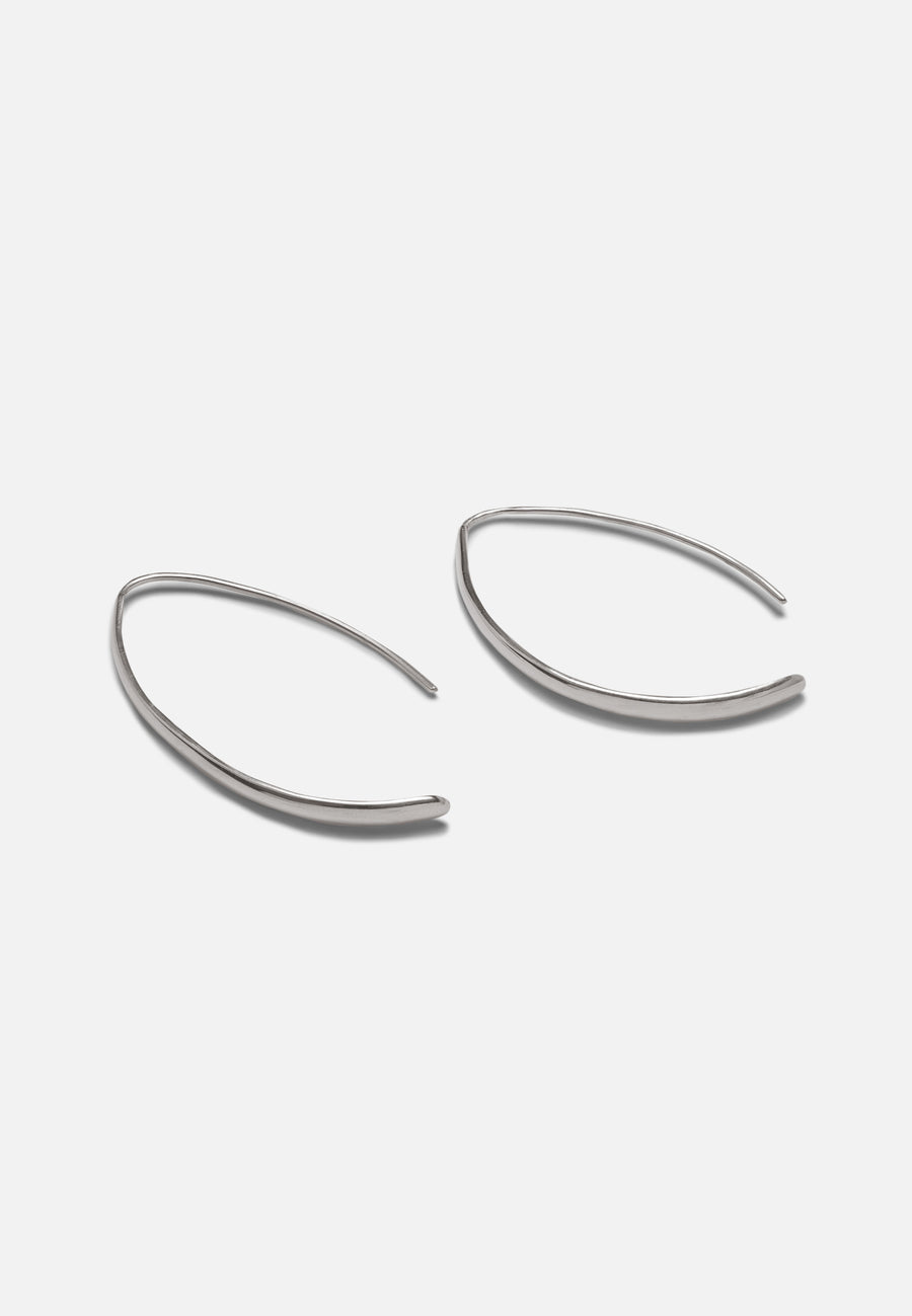 Curved Dangle Earrings // Silver