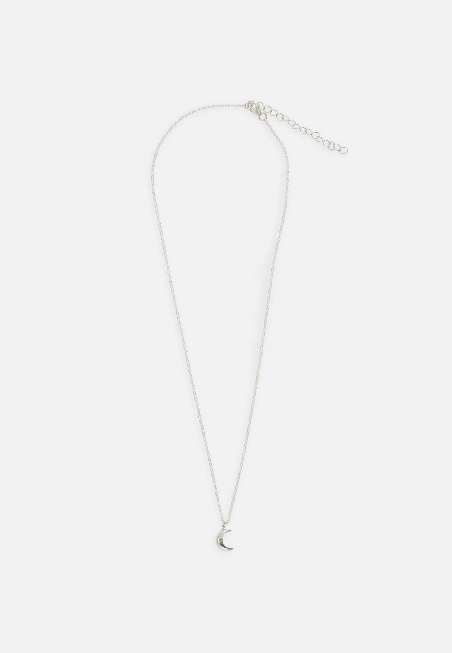 Delicate Necklace with Half-Moon Pendant // Silver