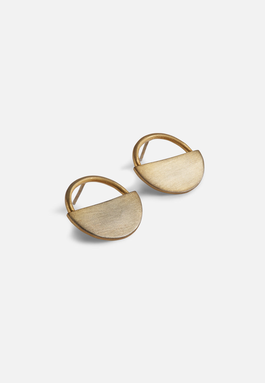 Geometric Half Moon Earrings // Gold // Small