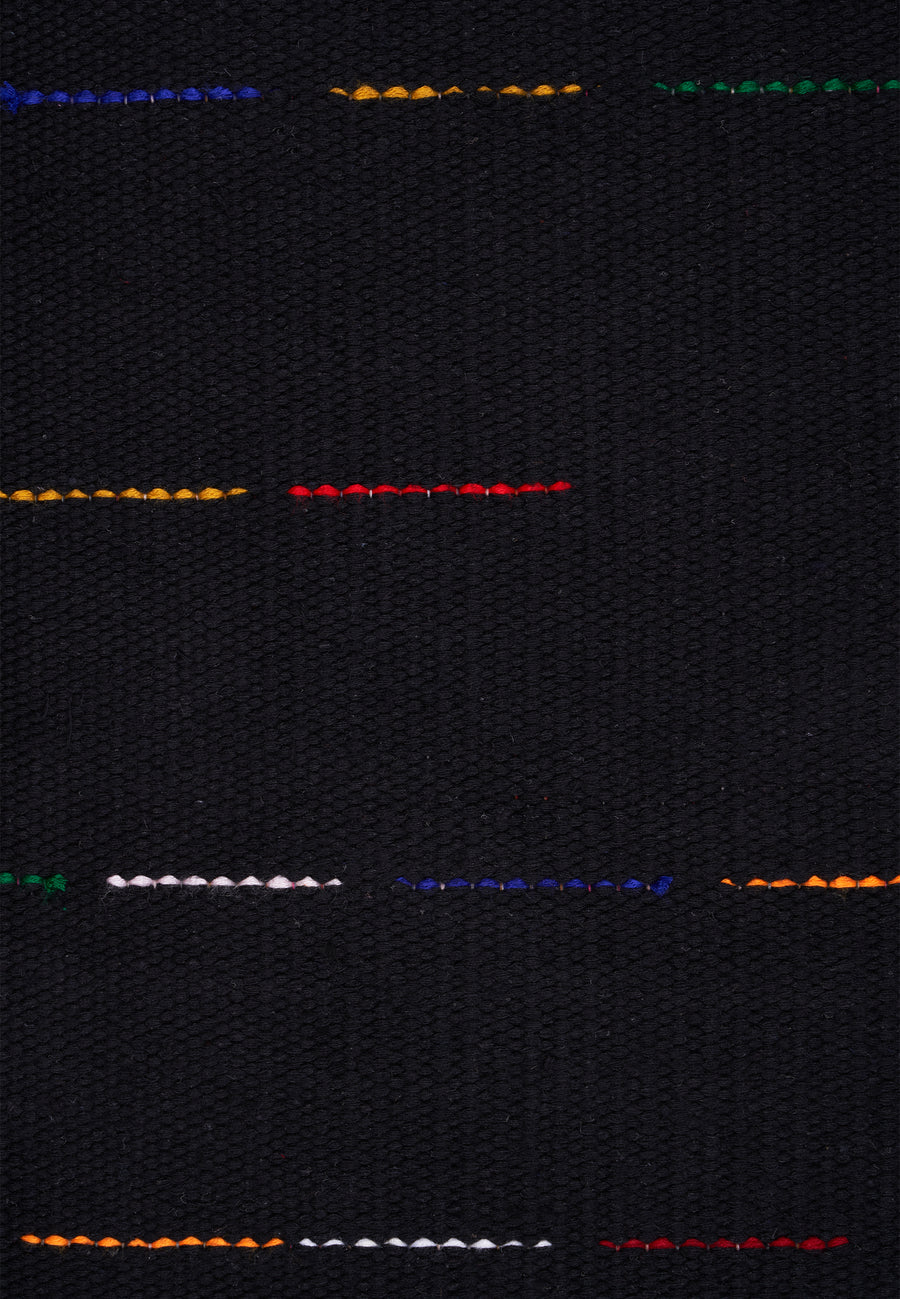 Plain Carpet with Embroidered Stripes // Black