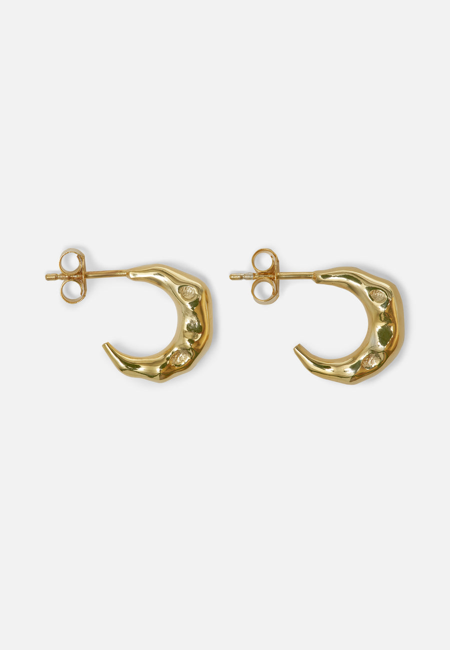 Small Organic Shaped Hoop Earrings // Gold