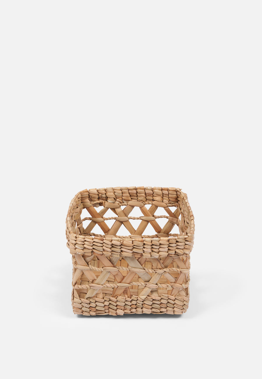 Square Shaped Open Weave Hogla Basket // Set of 3