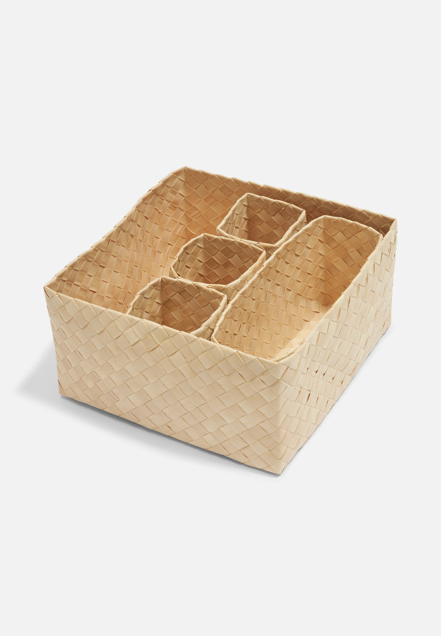 Storage System of Rectangular Palm Leaf Woven Boxes // Set