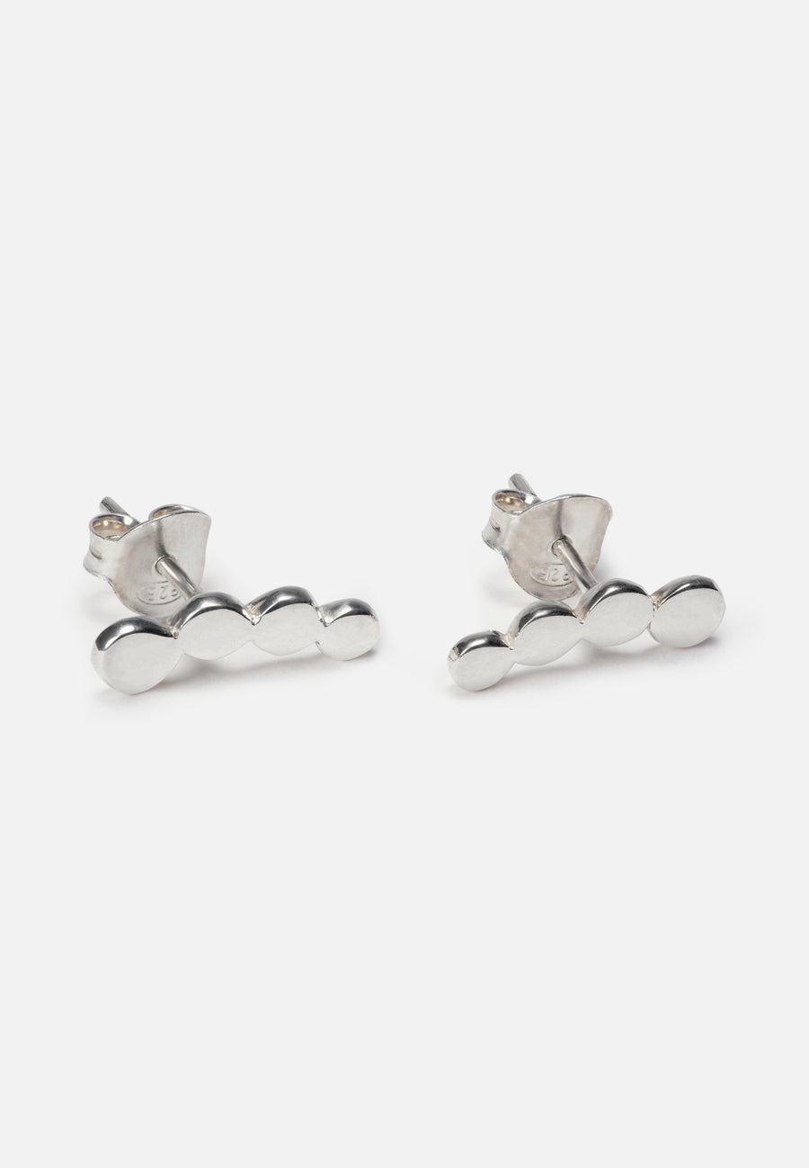 Curved Ear Studs with four Circles // Silver