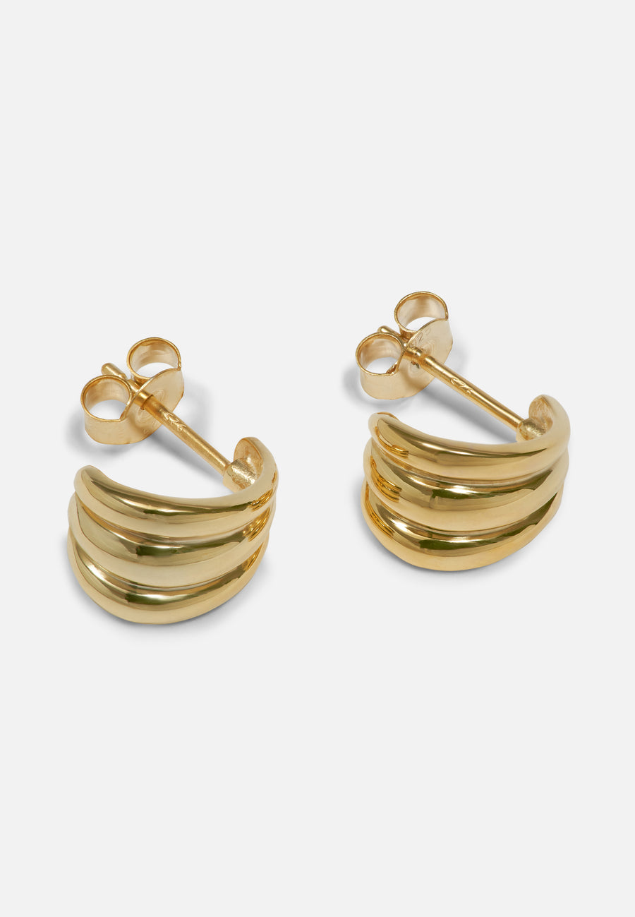 Triple Hoop Earrings // Gold