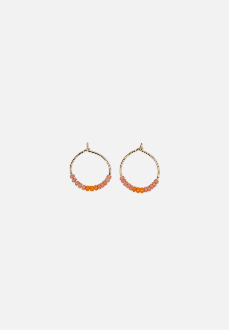 Hoops with Glass Beads // Pink-Orange </br> Ø1,7 cm