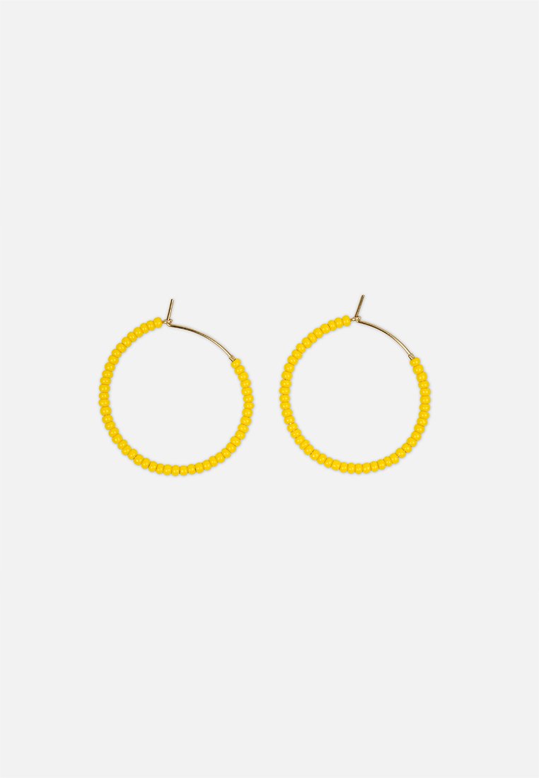 Hoops with Glass Beads // Yellow </br> Ø3 cm