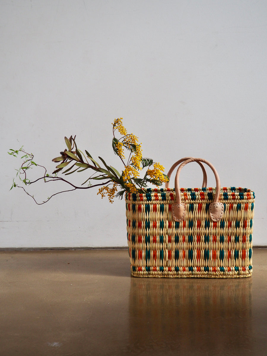 Basket Bag of Reed // Orange-Green