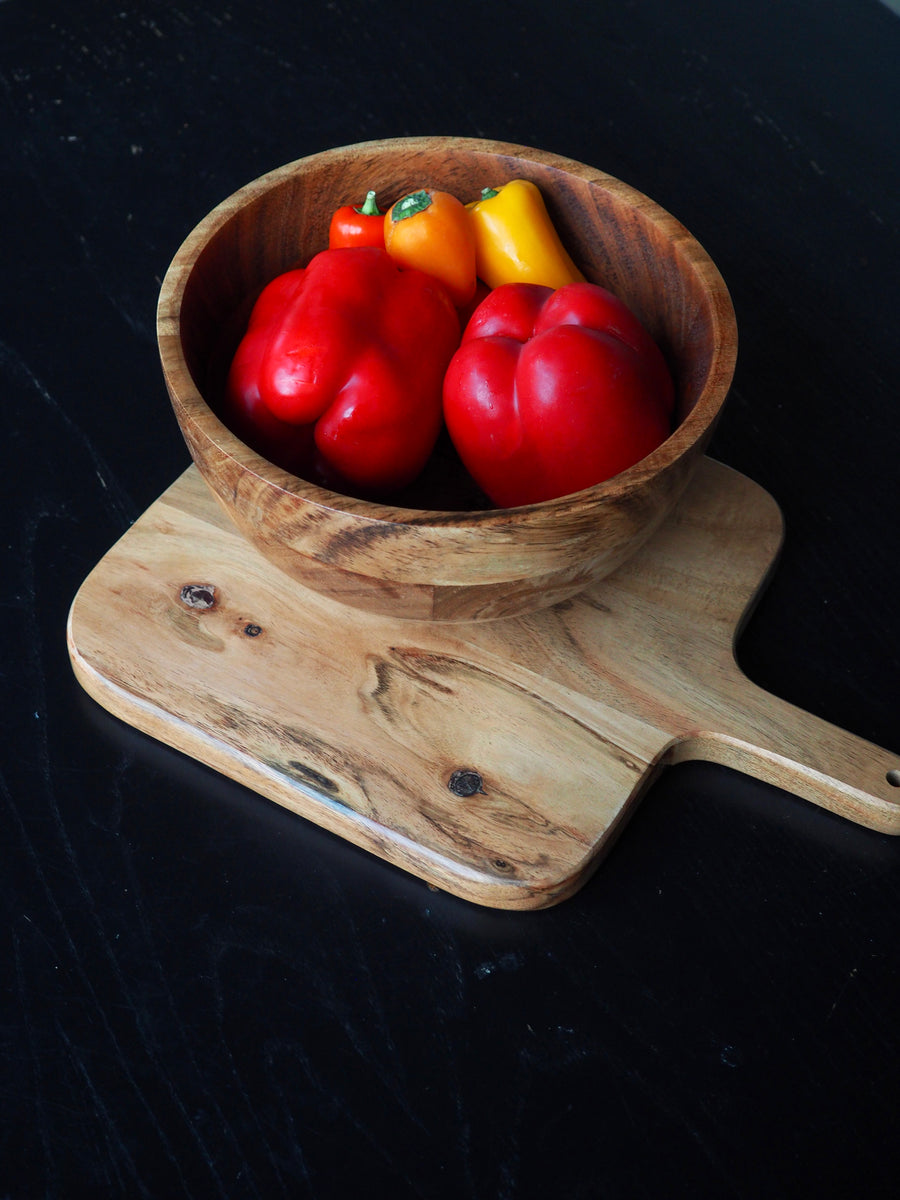 Acacia Wood Cutting Board with Handle // Wide